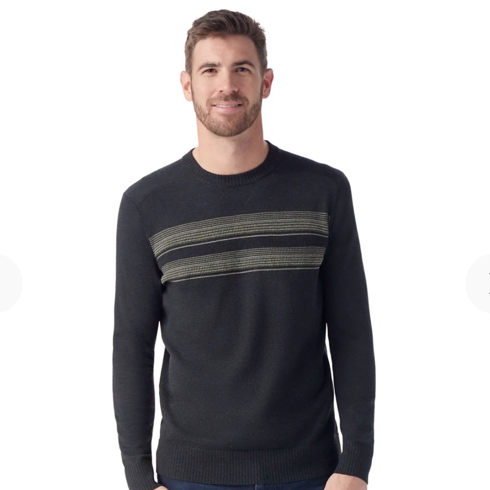 Smartwool Men's Black Crewneck Sweater with Gray Stripes - Casual - size XL